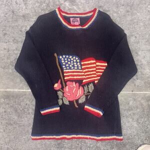 Vintage Cambridge Country Store Dry Goods American Flag Knit Sweater Small